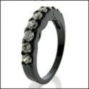 1 Carat Total Cubic Zirconia Wedding Band 14K Gold Black Rhodium