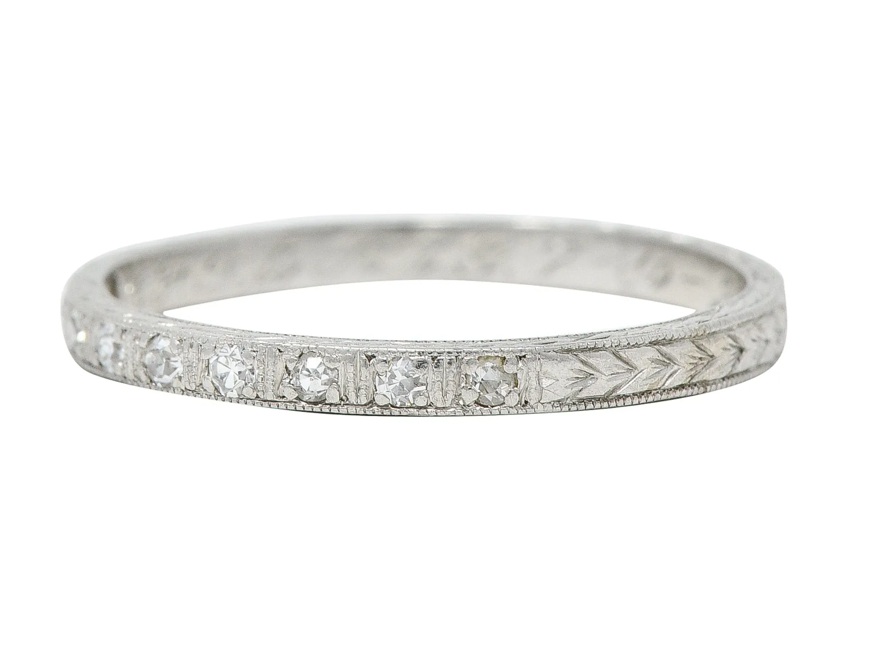 1926 Art Deco Diamond Platinum Wheat Wedding Band Ring