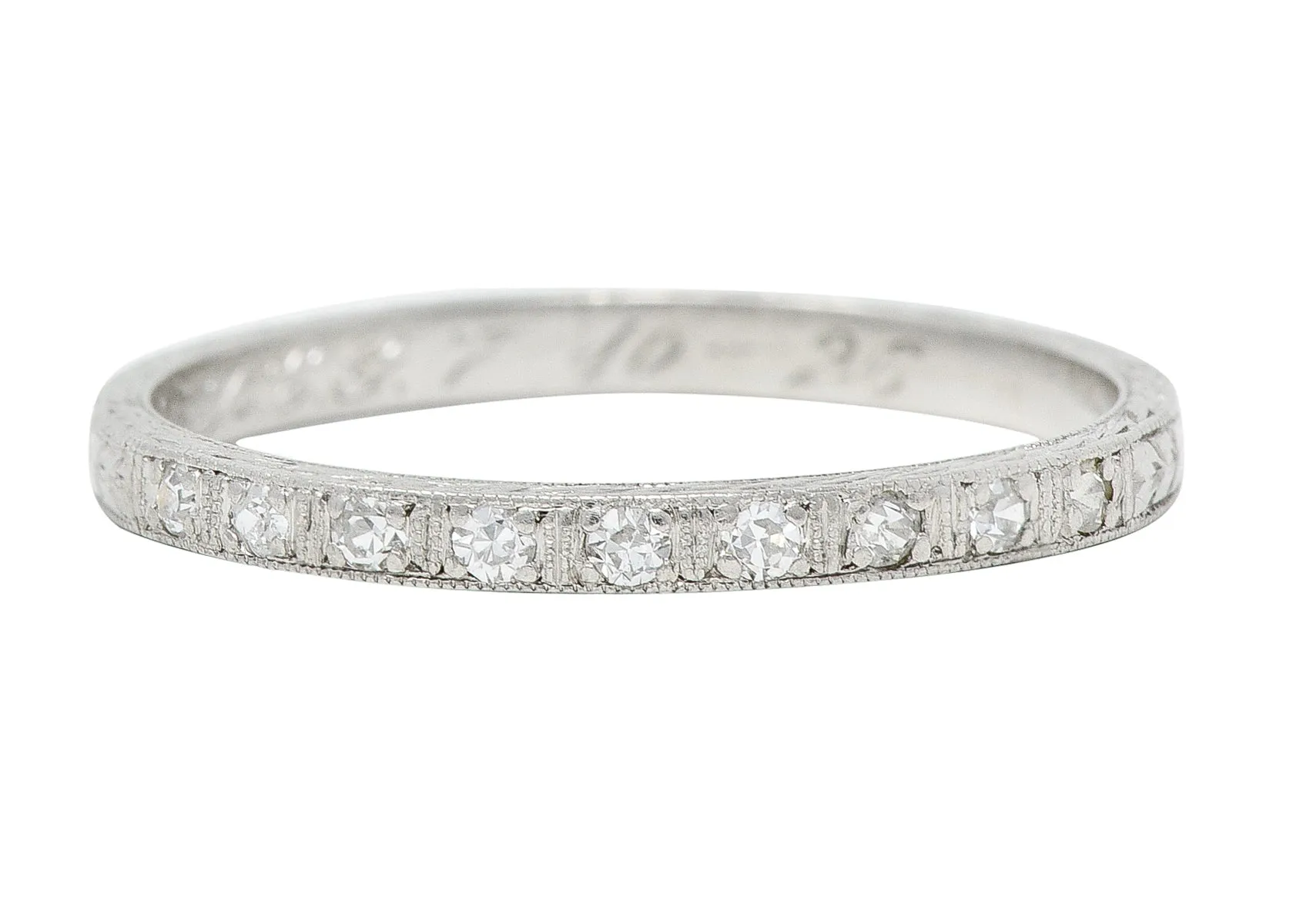 1926 Art Deco Diamond Platinum Wheat Wedding Band Ring