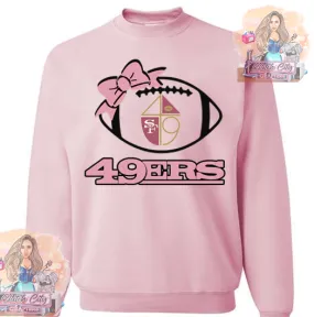 49ers Football Bow Pink Sweater