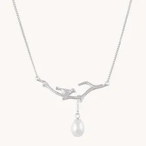 Bird And Pearl Silver Necklace W.