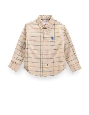 Boys Button Down Collar Check Shirt