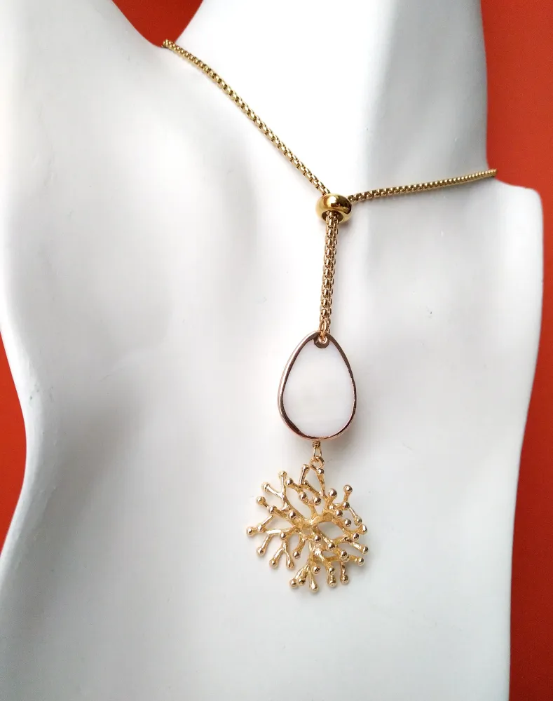 Branch Coral with White Mother of Pearl Slider Necklace