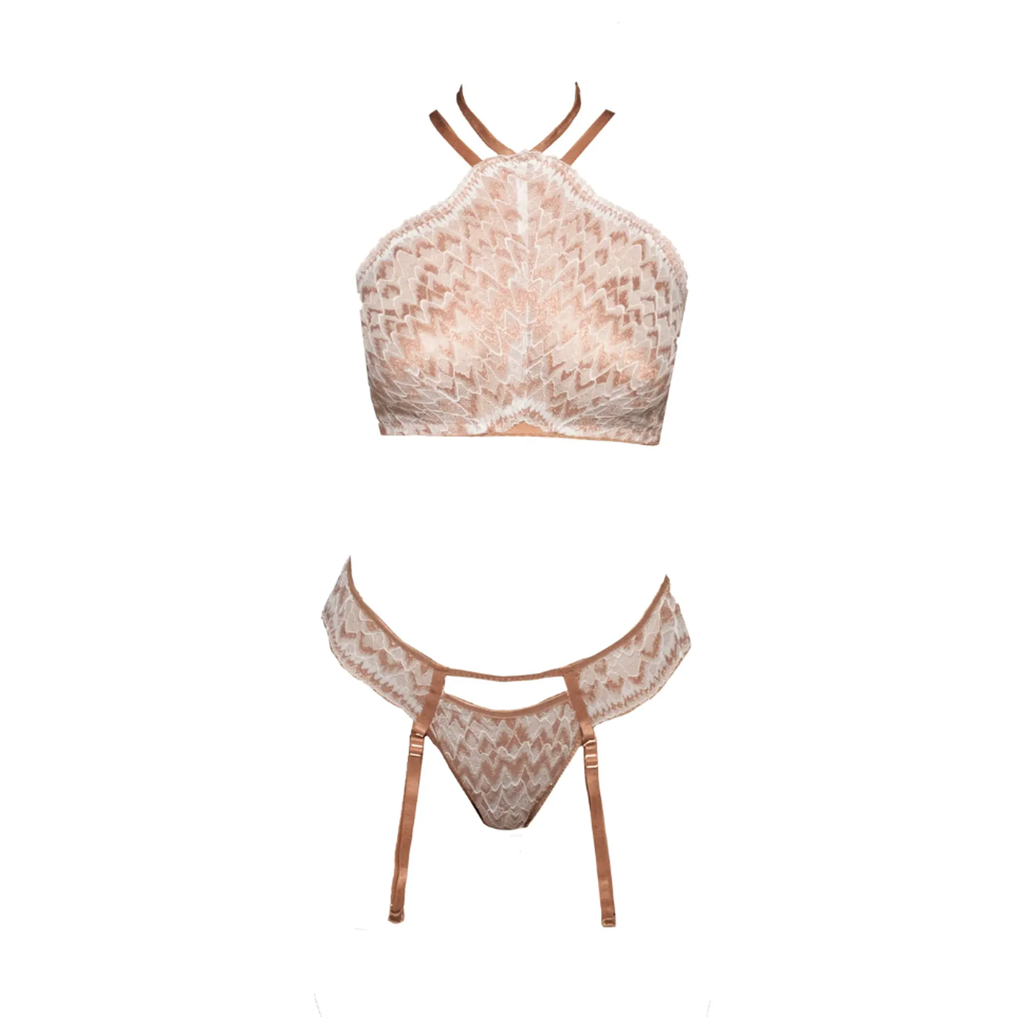 Cardin Metallic Lace Bralette & Matching Panty Set