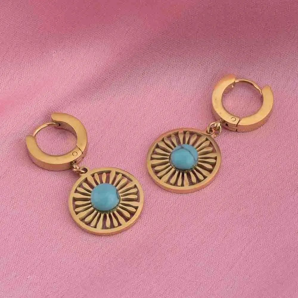 Circular Sunburst Hoop Earrings