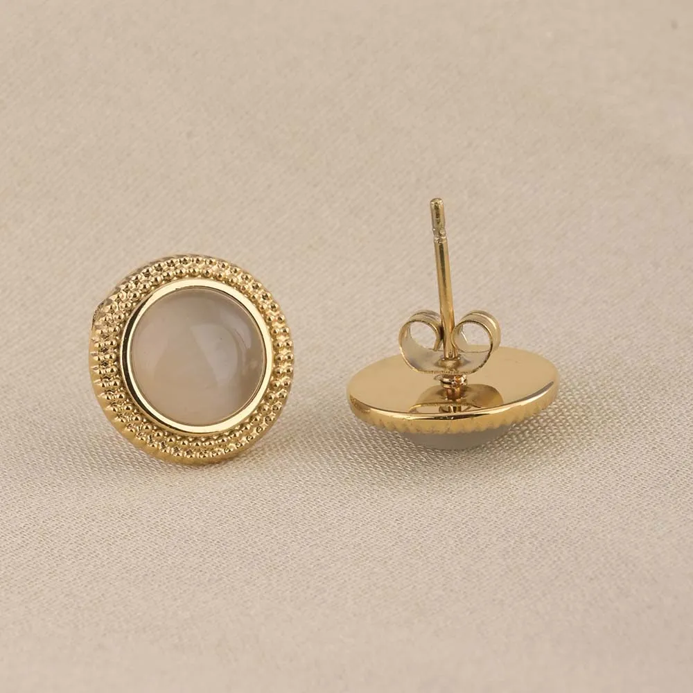 Circular White Gold Stud Earrings