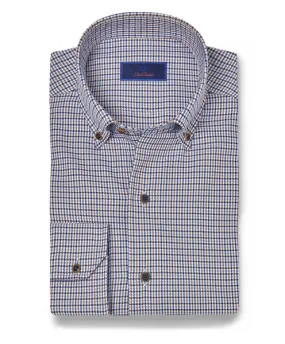 David Donahue Blue & Chocolate Royal Oxford Check Shirt