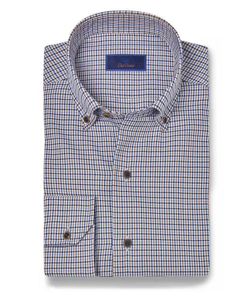 David Donahue Blue & Chocolate Royal Oxford Check Shirt