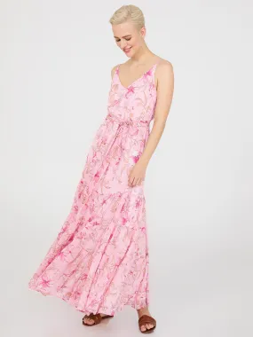 Floral Print 3-Tier Maxi Dress