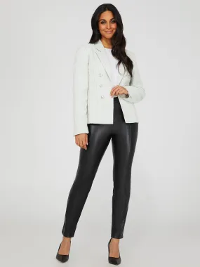 Front Seam Faux Leather Slim Leg Pants