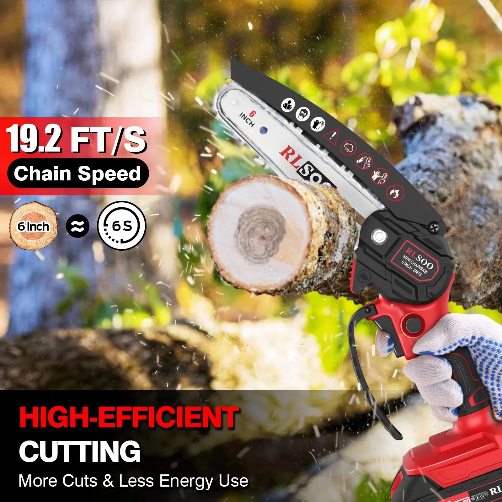 Mini Chainsaw, 6-Inch Electric Chainsaw Cordless, 2024 Upgraded Portable Handheld Small Chain saw for Wood Cutting, Tree Trimming, Courtyard, Household, and Garden (Includes 2 Batteries and 3 Chains)