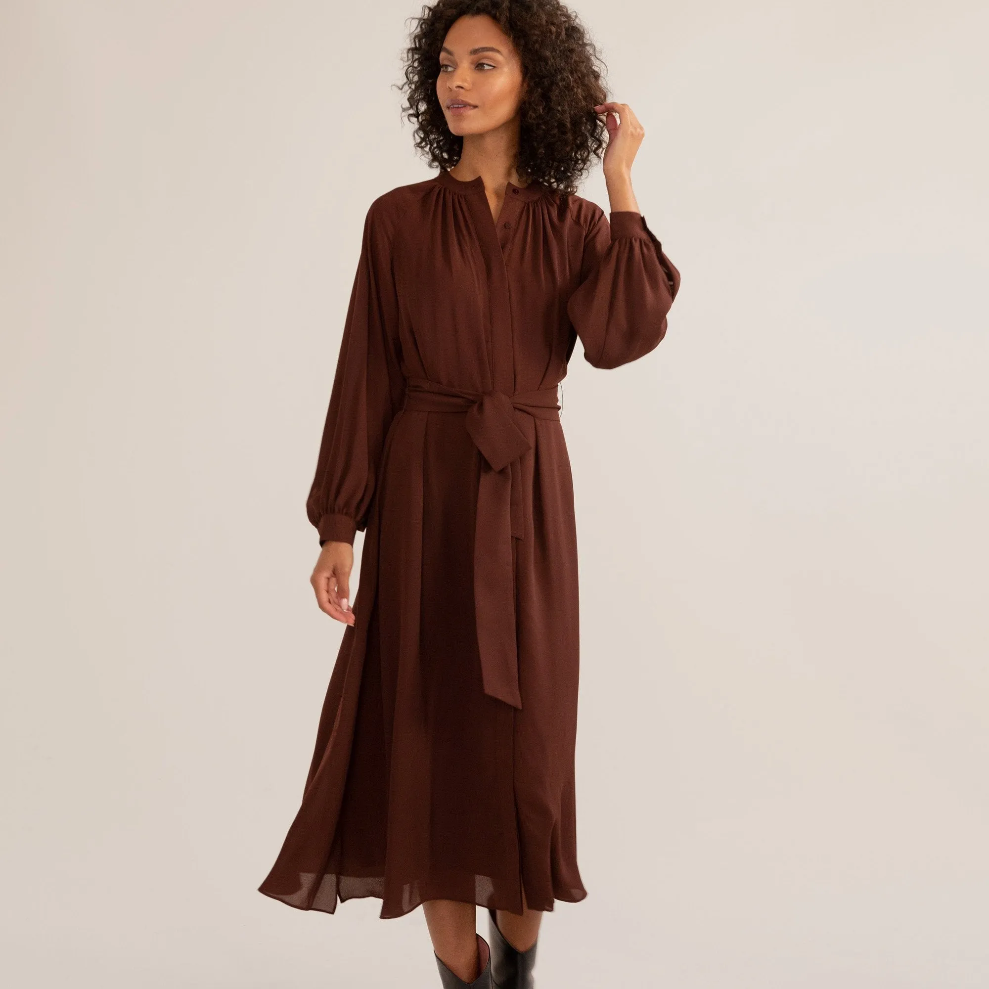 Remy Tie-Front Billow Sleeve Dress