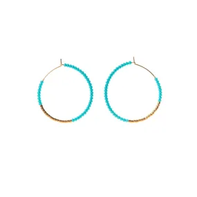 Small Hoop Earrings - TURQUOISE/GOLD