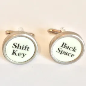 Typewriter - Cuff links - SHIFT KEY & BACKSPACE - Ivory